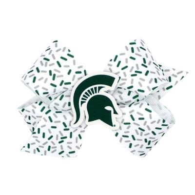 Michigan State Wee Ones Medium Confetti Printed with Logo Badge Bow