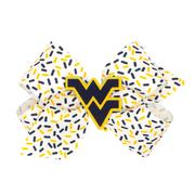  West Virginia Wee Ones Medium Confetti Printed With Logo Badge Bow