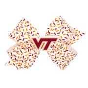  Virginia Tech Wee Ones Medium Confetti Printed With Logo Badge Bow