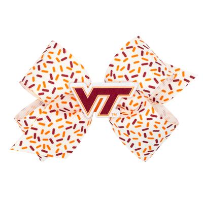 Virginia Tech Wee Ones Medium Confetti Printed with Logo Badge Bow