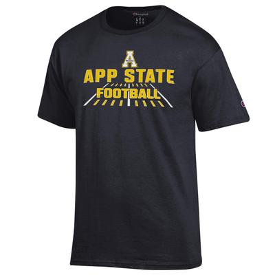 App State Champion Logo Wordmark Football Over Field Tee