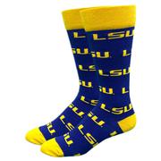  Lsu All Over Logo Socks