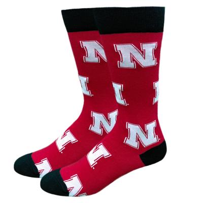 Nebraska All Over Logo Socks