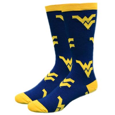 West Virginia All Over Logo Socks