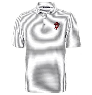 Arkansas Pitching Ribby Cutter & Buck Virtue Eco Pique Stripe Polo