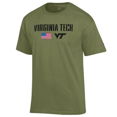 Virginia Tech Champion Military Font Americana Tee