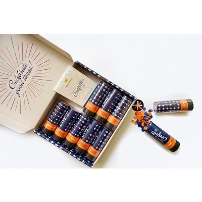 Navy and Orange 10-Pack Confetti Poppers