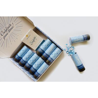 Light Blue and White 10-Pack Confetti Poppers