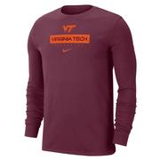  Virginia Tech Nike Dri- Fit Cotton Team Issue Long Sleeve Tee