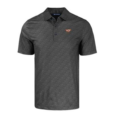 Virginia Tech Cutter & Buck Pike Eco Pebble Print Stretch Recycled Polo