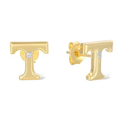 Tennessee Silver 14 Karat Gold Plating Diamond Accent Ear Rings