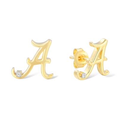 Alabama Silver 14 Karat Gold Plating Diamond Accent Ear Rings