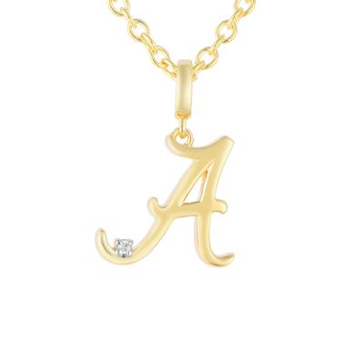 Alabama Silver 14 Karat Gold Plating Diamond Pendant with Chain
