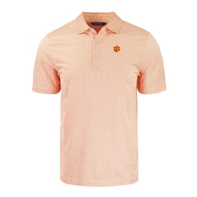 Clemson Cutter & Buck Pike Eco Symmetry Print Stretch Recycled Polo