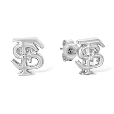 Florida State Silver with Diamond Accent Ear Rings
