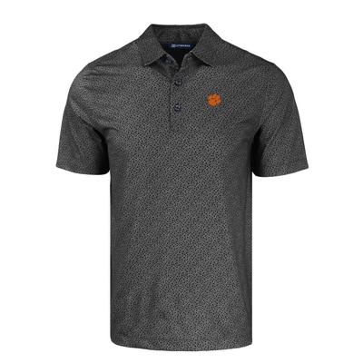 Clemson Cutter & Buck Pike Eco Pebble Print Stretch Recycled Polo