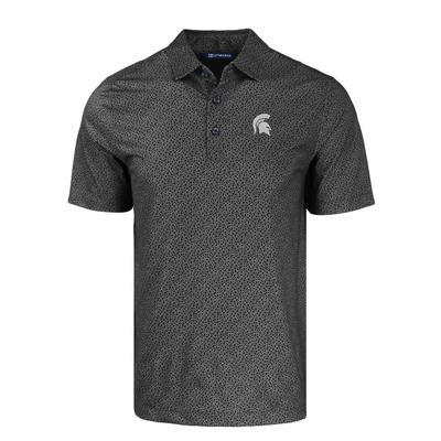 Michigan State Cutter & Buck Pike Eco Pebble Print Stretch Recycled Polo