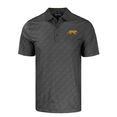 LSU Cutter & Buck Pike Eco Pebble Print Stretch Recycled Polo