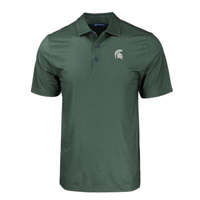 Michigan State Cutter & Buck Pike Eco Tonal Geo Print Stretch Recycled Polo