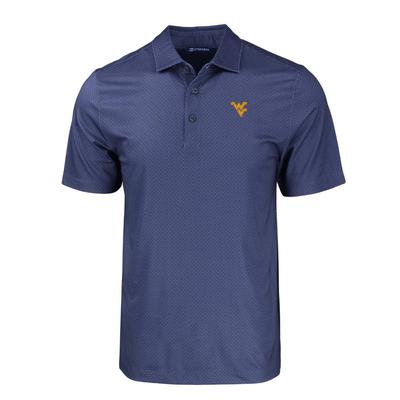 West Virginia Cutter & Buck Pike Eco Tonal Geo Print Stretch Recycled Polo