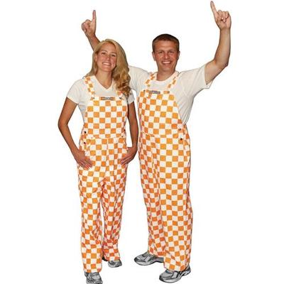 Orange and White Adult Game Bibs Checkerboard Overalls