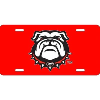 Georgia New Bulldog License Plate with Red  Background