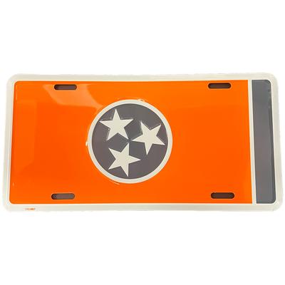 Volunteer Traditions Orange Tristar License Plate ORANGE/GREY