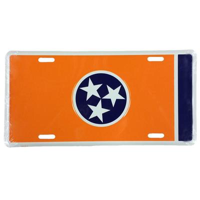 Volunteer Traditions Orange Tristar License Plate ORANGE/NAVY