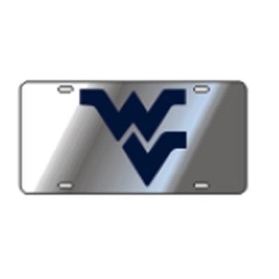 WVU License Plate Silver with Blue WVU