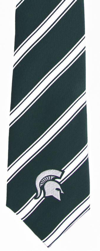  Michigan State Woven Polyester Stripe Tie