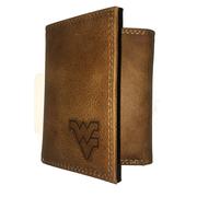  West Virginia Zep- Pro Brown Leather Embossed Trifold Wallet