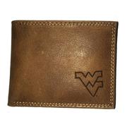  West Virginia Zep- Pro Brown Leather Embossed Bifold Wallet