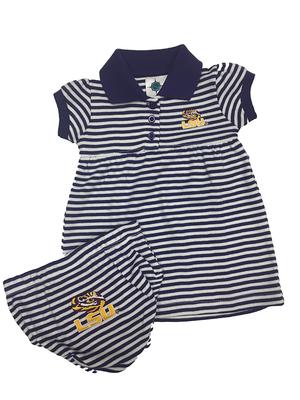 LSU Infant Striped Gameday Dress With Bloomer