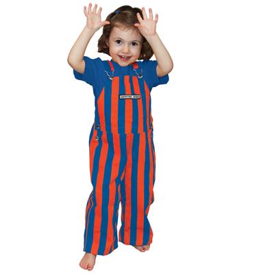 Royal and Orange Toddler Game Bibs Striped Overalls