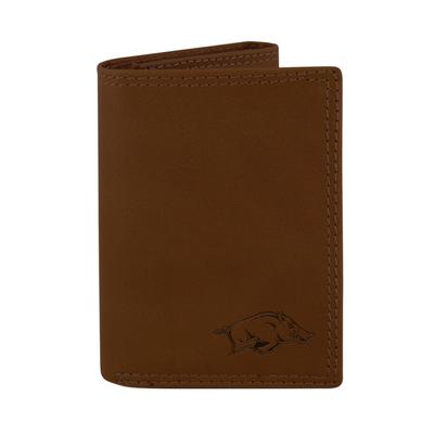 Arkansas Zep-Pro Brown Leather Embossed Trifold Wallet