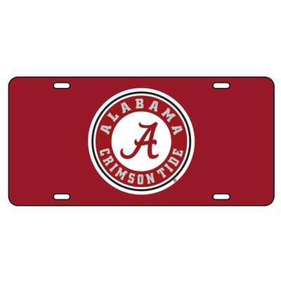 Alabama License Plate Crimson/White Circle Logo