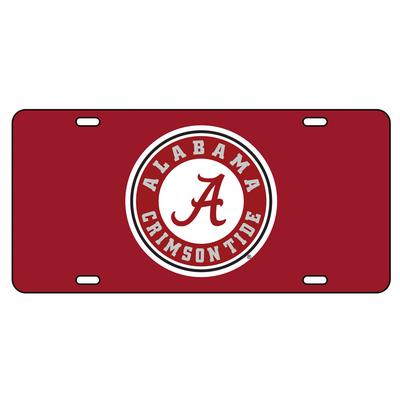Alabama License Plate Crimson/White Circle Logo