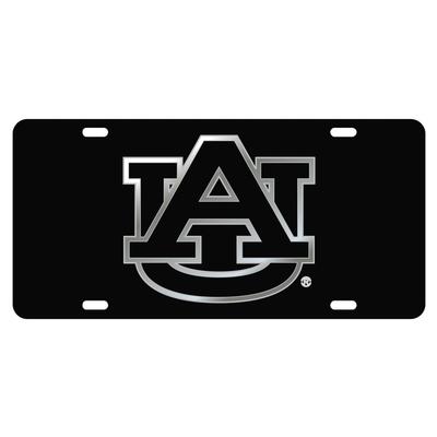 Auburn License Plate Black With Silver Logo