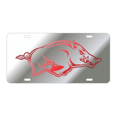 Arkansas Running Hog Silver License Plate