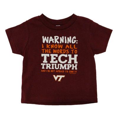 Virginia Tech Toddler Warning Song T-Shirt