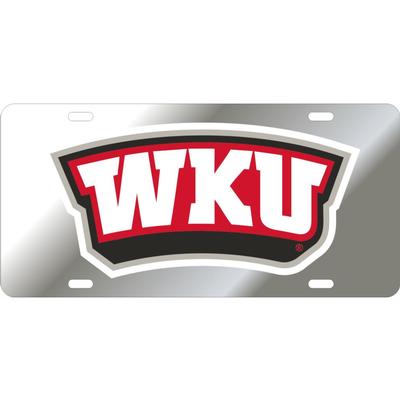 Western Kentucky License Plate Silver/Red WKU Logo