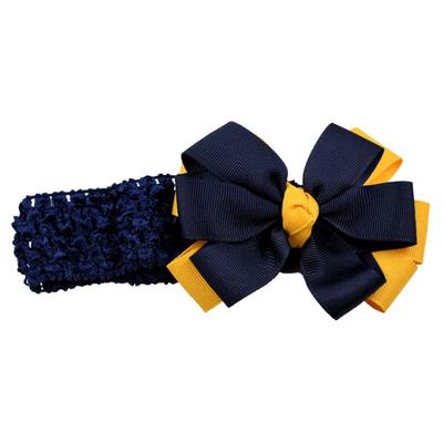 Navy and Gold Crochet Double Fluff Headband