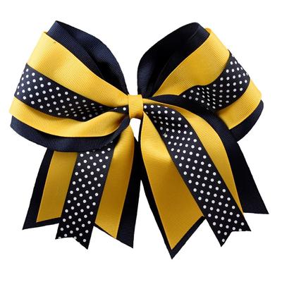 Navy And Gold Layer Dot Cross Hair Bow