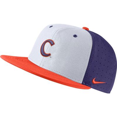 Clemson Nike Aero Baseball Fitted Cap WHT/ORG/PURP