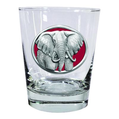Heritage Pewter Elephant Emblem Rocks Glass