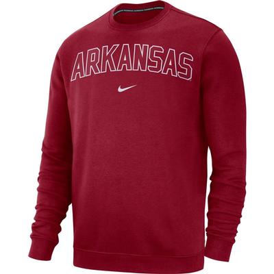 Arkansas Nike Fleece Club Crew Sweater TEAM_CRIMSON