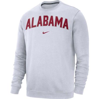 Alabama Nike Fleece Club Crew Sweater WHITE