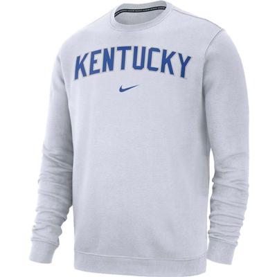 Kentucky Nike Fleece Club Crew Sweatshirt WHITE