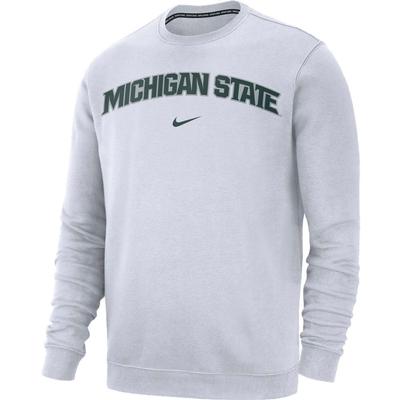 Michigan State Nike Fleece Club Crew Sweatshirt WHITE