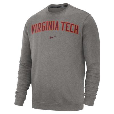 Virginia Tech Nike Fleece Club Crew Sweater DK_GREY_HTHR